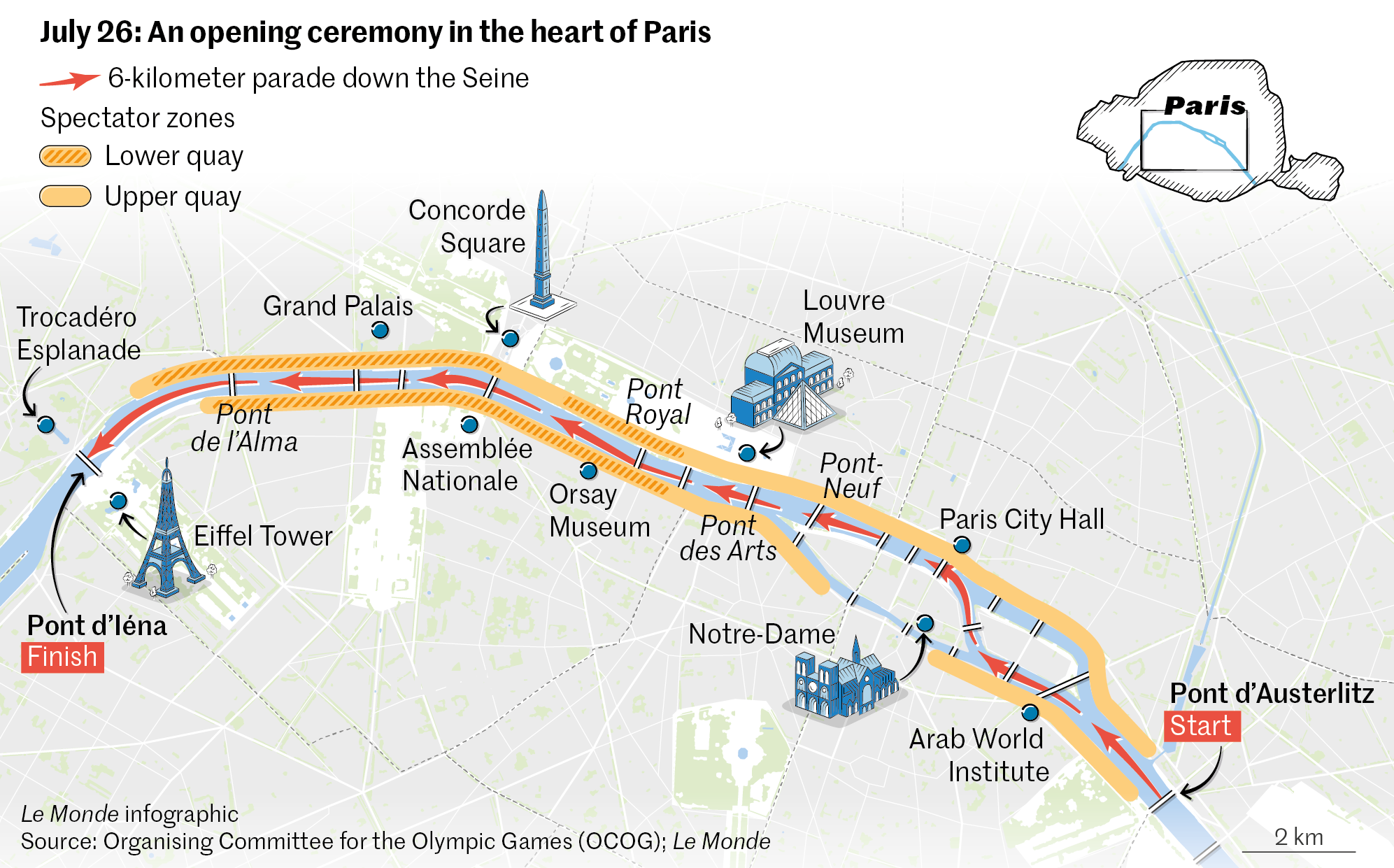 Le Monde Infographic. Source: Organising Committee for the Olympic Games (OCOG); Le Monde (Image obtained at www.lemonde.fr)