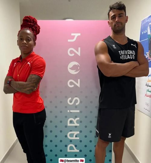 Sprinter Michelle-Lee Ahye, left, and swimmer Dylan Carter will carry the national flag when Trinidad and Tobago team walks across the river Seine at the 2024 Paris Olympics Opening Ceremony parade of nations today.  Courtesy TTOC (Image obtained at guardian.co.tt)