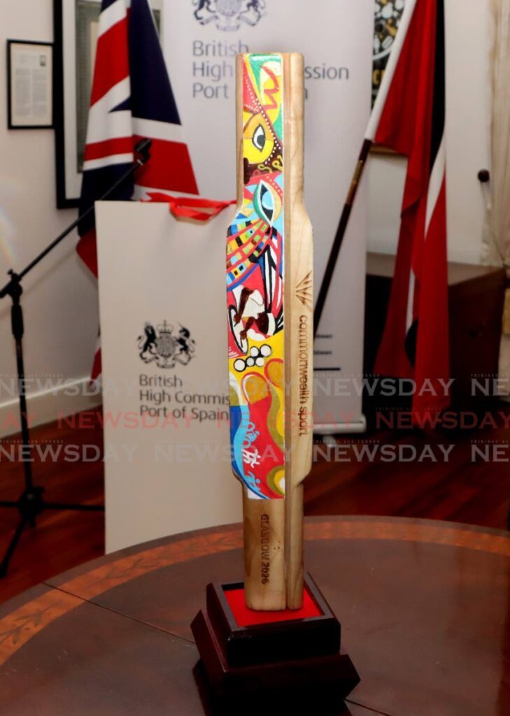 The King's Baton on display at the residence of the British High Commissioner in March. - Photo by Angelo Marcelle (Image obtained at newsday.co.tt)