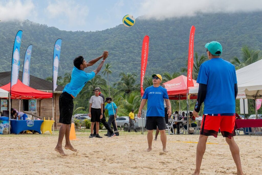 Beach volleyball in action at the Special Olympics Beach Games. - (Image obtained at newsday.co.tt)